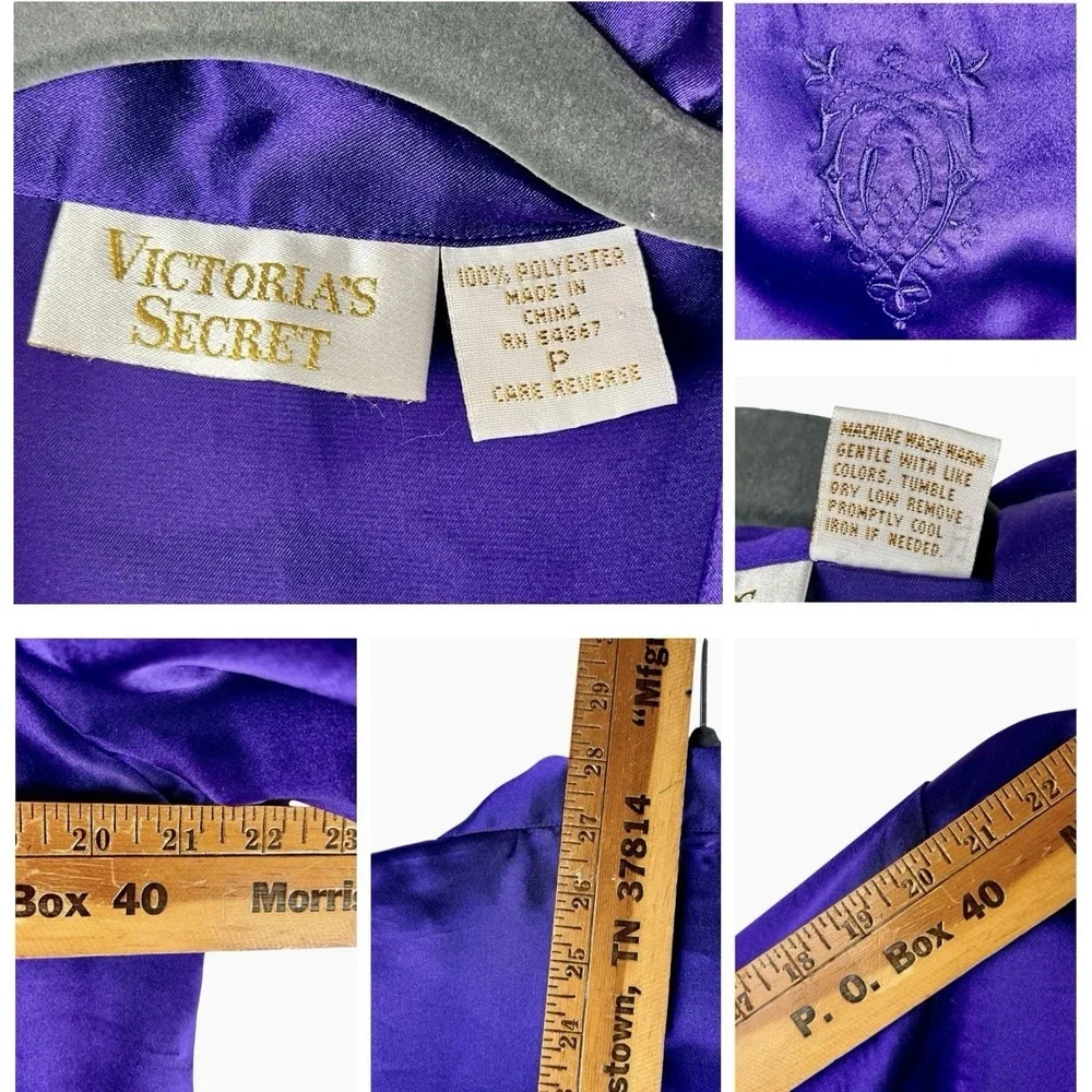 Vintage Victoria's Secret Gold Label Pajama Set Purple Top Pants‎ Petite P Small